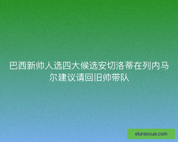巴西新帅人选四大候选安切洛蒂在列内马尔建议请回旧帅带队