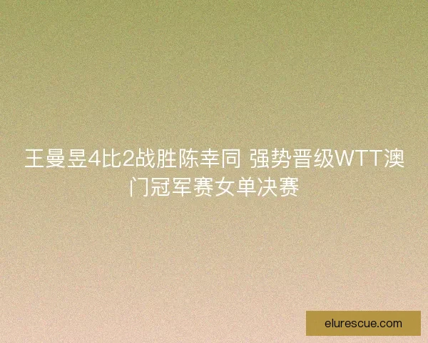 王曼昱4比2战胜陈幸同 强势晋级WTT澳门冠军赛女单决赛